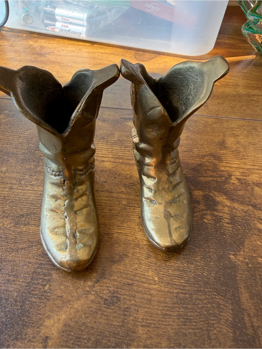 Set of 2 - heavy brass cowboy boots